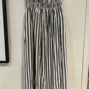 Striped gray and White Midi Dress